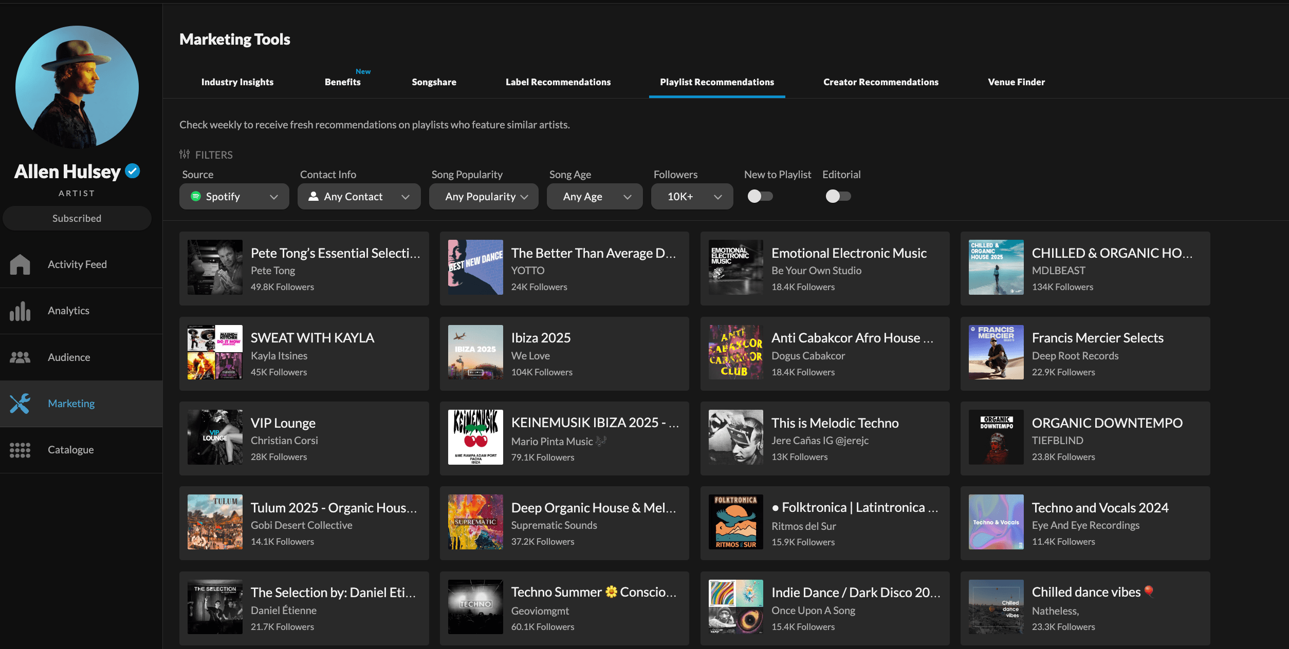 Songstats Playlist Recommendations Tool